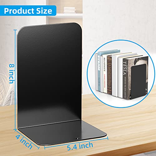 VFINE Bookend, Black Metal Book Ends, Book Ends for Shelves Heavy Duty Bookends, Bookend for Shelves, Book Ends for Heavy Books,Bookend Stopper, Black Bookends 3 Pairs - Image 2
