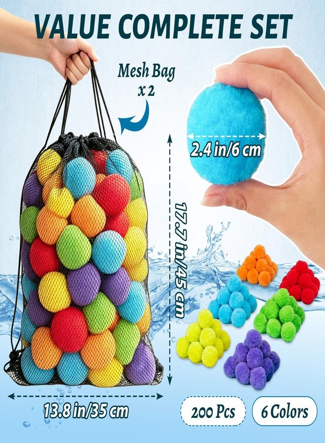Xeehwb 200 Pcs Reusable Water Balls,Soft Soaker Splash Balls with Mesh Bag,Water Games Toys Ball for Outdoor Water Games Summer Fun,Pool Party,Beach Activities(6 Colors) - Image 2