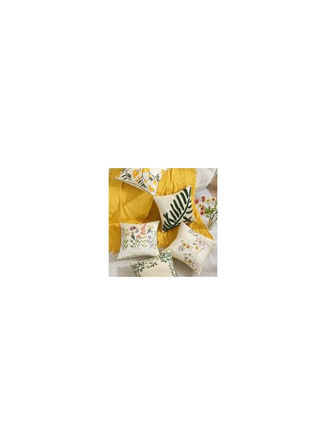 Zaboon Tosleo Vintage Birds With Flowers Embroidered Decorative Throw Pillow Covers 18X18 Set Of 2 Pillow Cushion Cases Farmhouse Decor Square Floral Pillowcases - Image 4