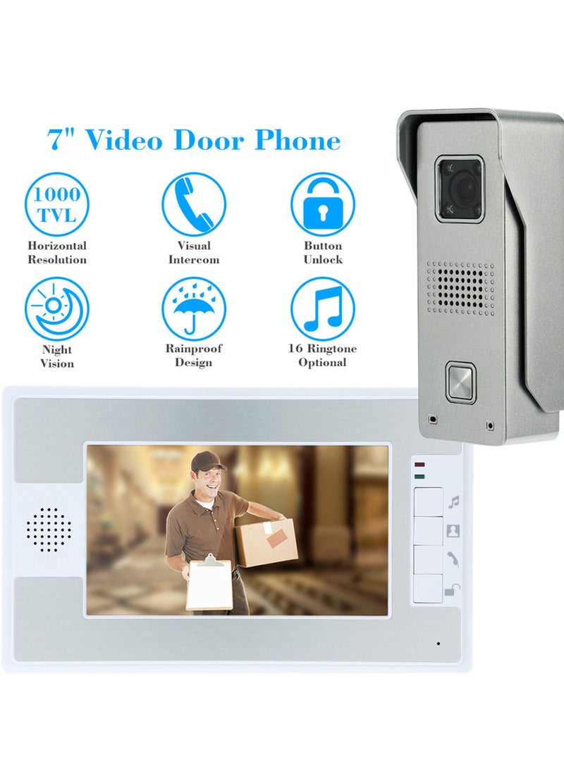 Generic - 7’’Color TFT LCD Video Door Phone Intercom Doorbell Unlock Monitor Rainproof Night Vision IR CCTV Camera Home Security - Image 1