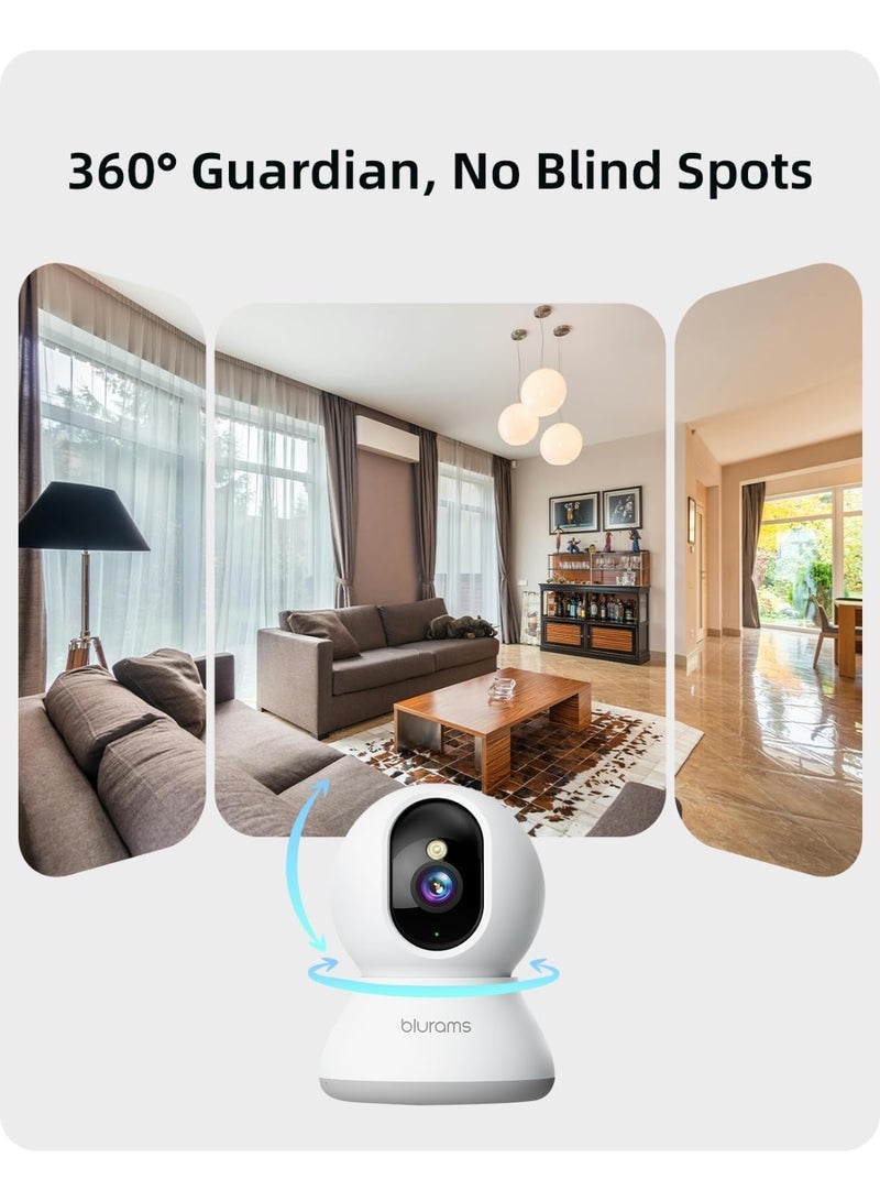 Blurams Security Camera 2K, blurams Baby Monitor Dog Camera 360-degree for Home Security w/Smart Motion Tracking, Phone App, IR Night Vision, Siren, Works with Alexa & Google Assistant & IFTTT, 2-Way Audio - Image 4