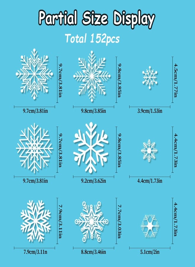 JCFIRE 152Pcs Snowflake Window Clings Stickers, 8 Sheets Larger Christmas Window Clings, Christmas Decorations, Holiday Party Decor Xmas Decorations for Home School - Image 3