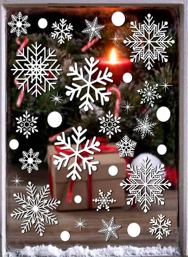 JCFIRE 152Pcs Snowflake Window Clings Stickers, 8 Sheets Larger Christmas Window Clings, Christmas Decorations, Holiday Party Decor Xmas Decorations for Home School - Image 1