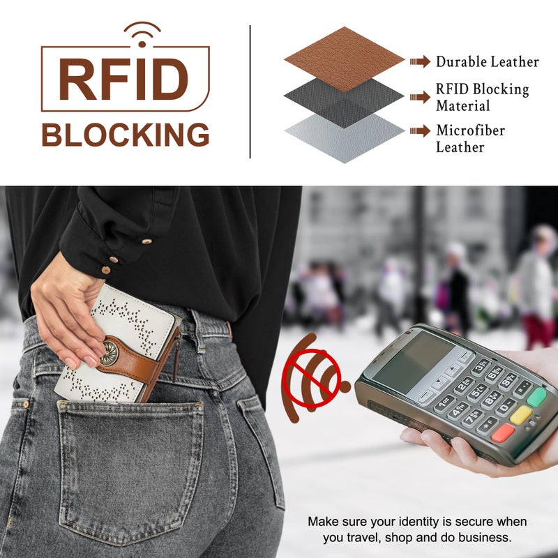 Tipmile Small Wallet for Women Bifold RFID Blocking Card Holder Leather Wallets with Zipper Coin Pocket - Image 3