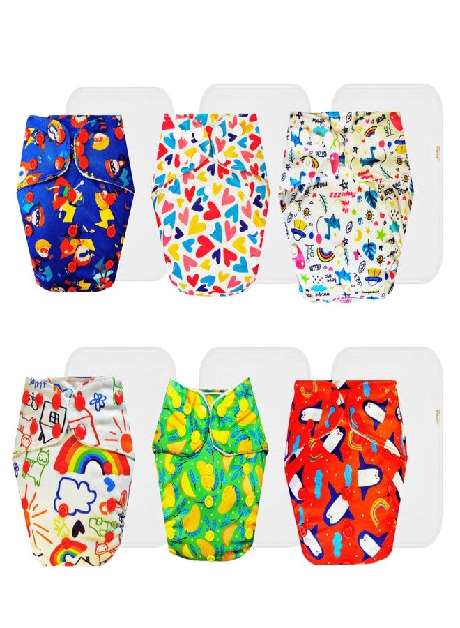 Dumbledo Premium Cloth Diaper with Cotton Insert (Pack of 6) | Snug Fit | Breathable | Easy to Clean | Everyday Diapering Essential | 3 Months - 3 Years | Unisex Baby - Image 1