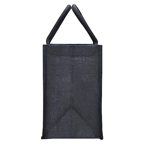 Jute Cottage Eco-Friendly Lunch, Tiffin & Tote Bag for Men | Black Printed Jute Carry Bag with Zip | Handcrafted Sustainable Bag for Office, Travel, Daily Use - Image 3