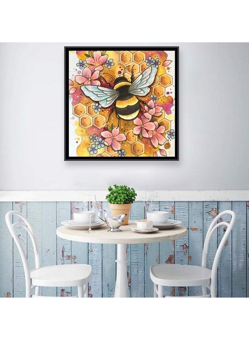 Zikra DIY 5D Diamond Art Kits Adults Kids, Bee Room Decoration, Home, Office, Gift for Her Him Bee Licking On Honey, Full Drill Diamond Art Kits Cartoon Bee 11.8x11.8inch - Image 2
