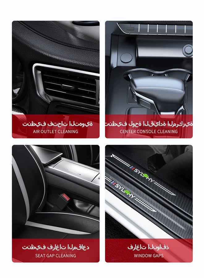 قطعتان من فرش التنظيف + قطعة قماش من الألياف الدقيقة، أدوات تنظيف داخلية للسيارة، مناسبة للأجهزة الإلكترونية، ولوحات المفاتيح، والهواتف، وأجهزة الكمبيوتر المحمولة، والموديلات، والتنظيف المنزلي. - Image 4