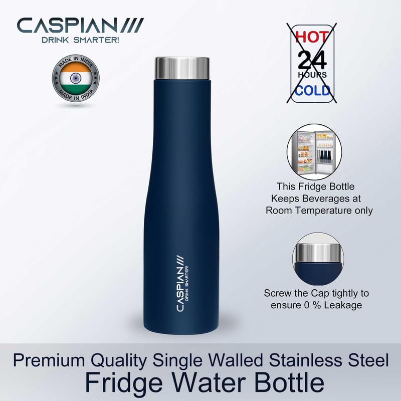 CASPIAN /// Aqua Stainless Steel Water Bottle (Blue, 1 Litre, Set of 8)| Leak Proof Thunder for Fridge Home Office Travel School Kids Boys Girls Adults Sports Gym Yoga - Image 4