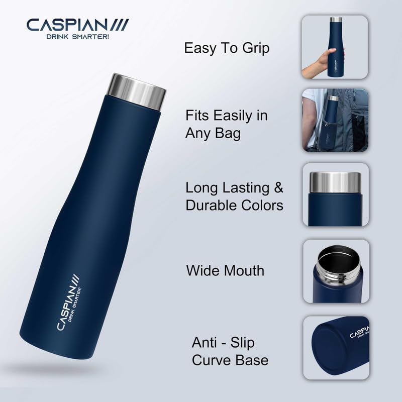 CASPIAN /// Aqua Stainless Steel Water Bottle (Blue, 1 Litre, Set of 8)| Leak Proof Thunder for Fridge Home Office Travel School Kids Boys Girls Adults Sports Gym Yoga - Image 5