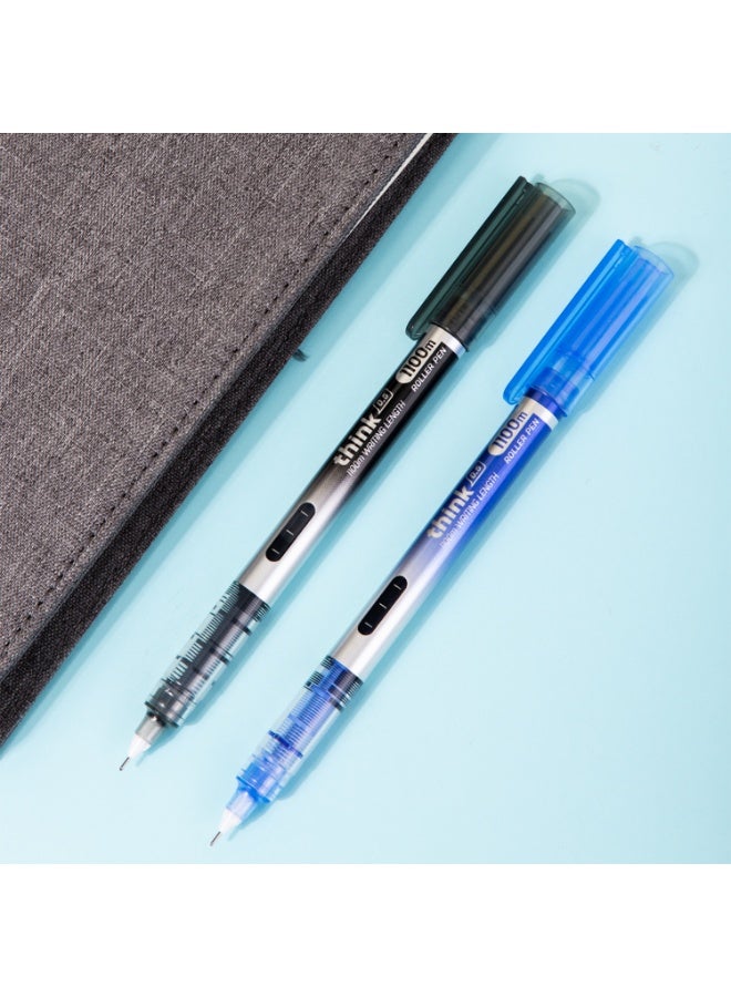 Deli EQ300-BK Roller Pen â€“ 0.5mm Needle Tip, 1100m Writing Length, Ink Indicator, Smooth & Non-Toxic Black Ink. - Image 4