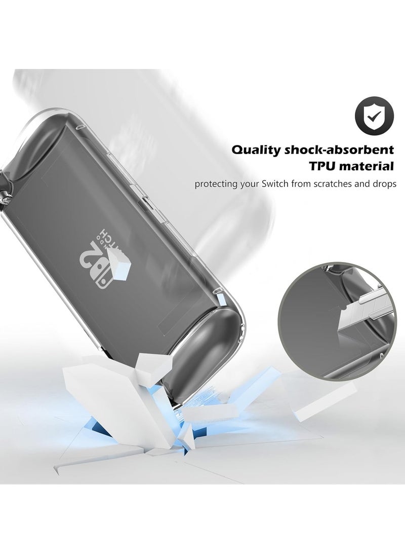 Protective Case for Nintendo Switch 2 2025,TPU Clear Cover Protector Switch 2 Accessories,Anti-Scratch,Shockproof,Ergonomic Grip Design,Easy to Install,Clear  - Image 4