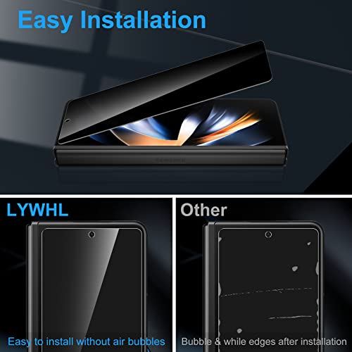 LYWHL 2 Pack for Samsung Galaxy Z Fold 4 Privacy Screen Protector, Anti Spy Tempered Glass Front Protective Film for Galaxy Z Fold 4 5G 6.2 Inch, Anti Scratch Case Friendly Easy Install - Black - Image 5