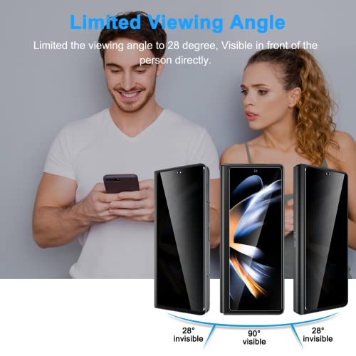 LYWHL 2 Pack for Samsung Galaxy Z Fold 4 Privacy Screen Protector, Anti Spy Tempered Glass Front Protective Film for Galaxy Z Fold 4 5G 6.2 Inch, Anti Scratch Case Friendly Easy Install - Black - Image 2