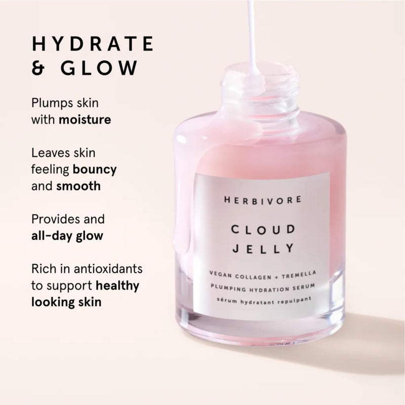 HERBIVORE Cloud Jelly Plumping Hydration Serum | Tremella Mushroom + Strawberry Extract, Lightweight, Deep Hydration for All Skin Types | Vegan, Plant-Based + Cruelty-Free, 30 mL / 1 oz - Image 3