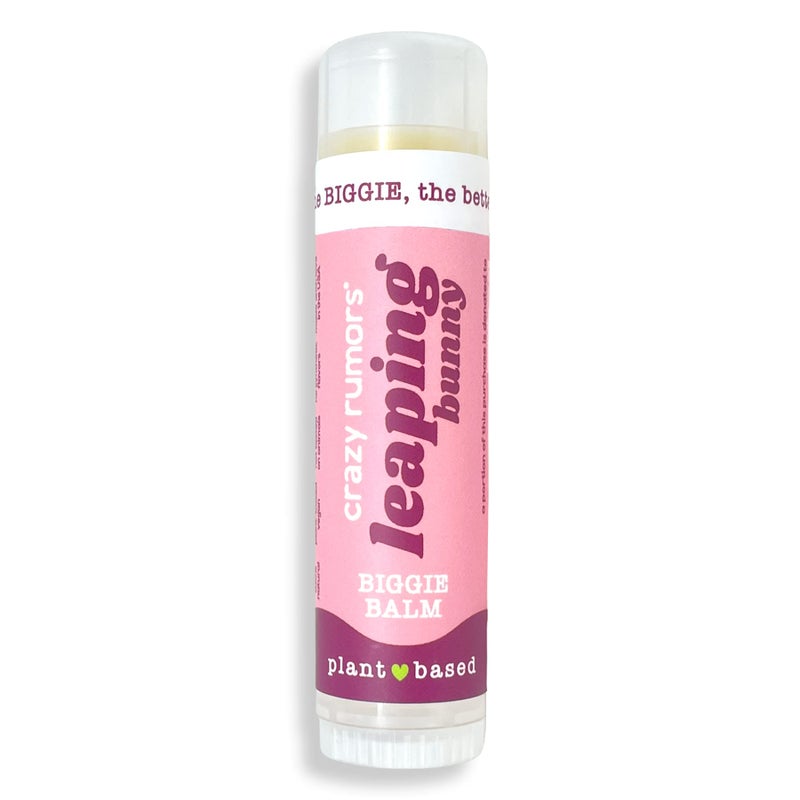 Crazy Rumors Biggie Leaping Bunny Flavored All Natural, Plant Based Lip Balm to Moisturize and Nourish your Lips - Leaping Bunny tube 0.6 oz (4x Larger than standard 0.15 oz lip balm) - Image 1