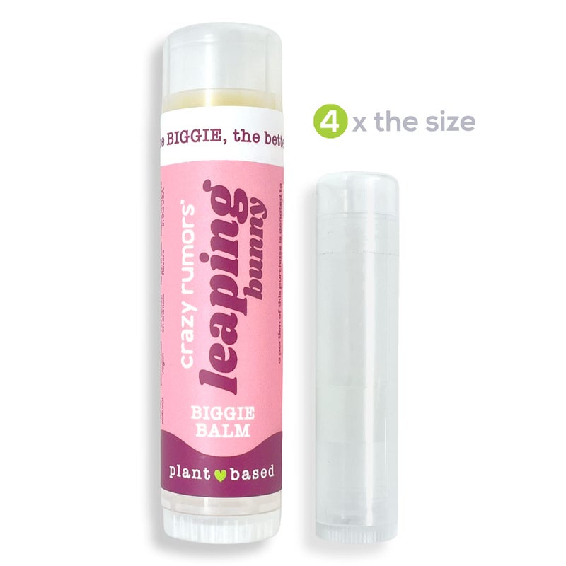 Crazy Rumors Biggie Leaping Bunny Flavored All Natural, Plant Based Lip Balm to Moisturize and Nourish your Lips - Leaping Bunny tube 0.6 oz (4x Larger than standard 0.15 oz lip balm) - Image 2