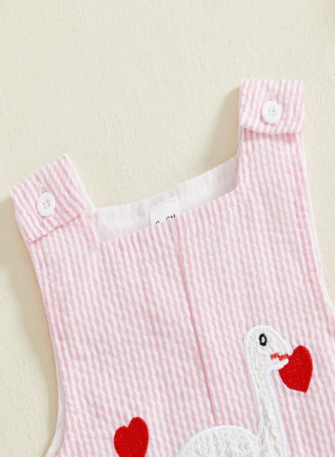 Ayalinggo My First Baby Girl Boy Valentines Day Newborn Outfit Cute Overalls Shorts Dinosaur Print Summer One Piece Romper (Pink Dinosaur, 6-12 Months) - Image 5