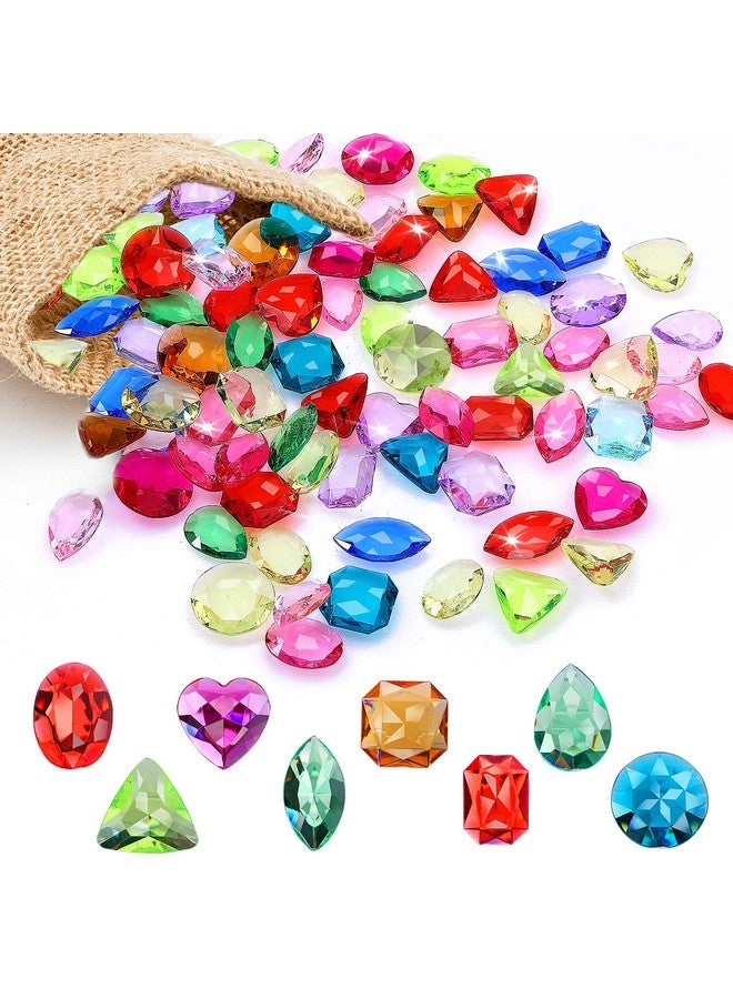 جريفوسيا 100 قطعة لعبة أحجار كريمة للقراصنة كنز جواهر أحجار كريمة أكريليك وهمية متعددة الألوان ألماس بلينغ أحجار كريمة بلاستيكية لصيف الشاطئ ألعاب السباحة تحت الماء وحفلات أعياد الميلاد وحفلات حمام السباحة - Image 1