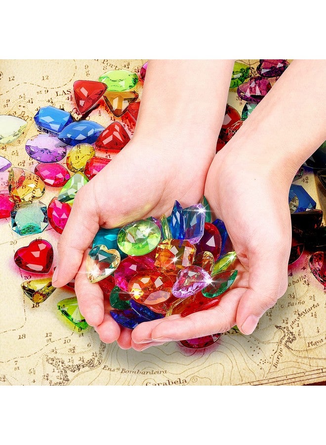 جريفوسيا 100 قطعة لعبة أحجار كريمة للقراصنة كنز جواهر أحجار كريمة أكريليك وهمية متعددة الألوان ألماس بلينغ أحجار كريمة بلاستيكية لصيف الشاطئ ألعاب السباحة تحت الماء وحفلات أعياد الميلاد وحفلات حمام السباحة - Image 3