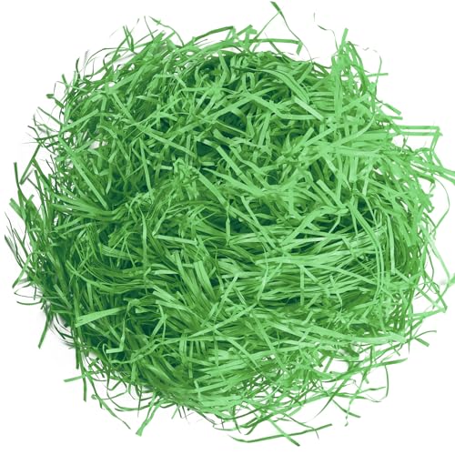 Gloreyan 1/2 LB Easter Grass Basket Filler, Shredded Paper Crinkle Raffia Paper for Easter Gift Box Packaging Filling（Green） - Image 1