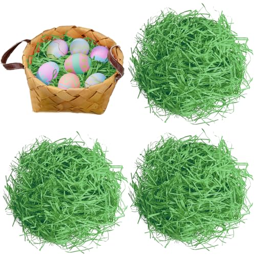Gloreyan 1/2 LB Easter Grass Basket Filler, Shredded Paper Crinkle Raffia Paper for Easter Gift Box Packaging Filling（Green） - Image 4
