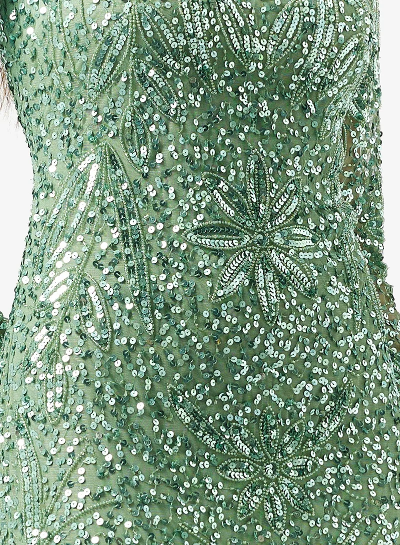 Namshi x  Mock Neck Bead Embellished Evening Mermaid Gown for Women | Best Price UAE