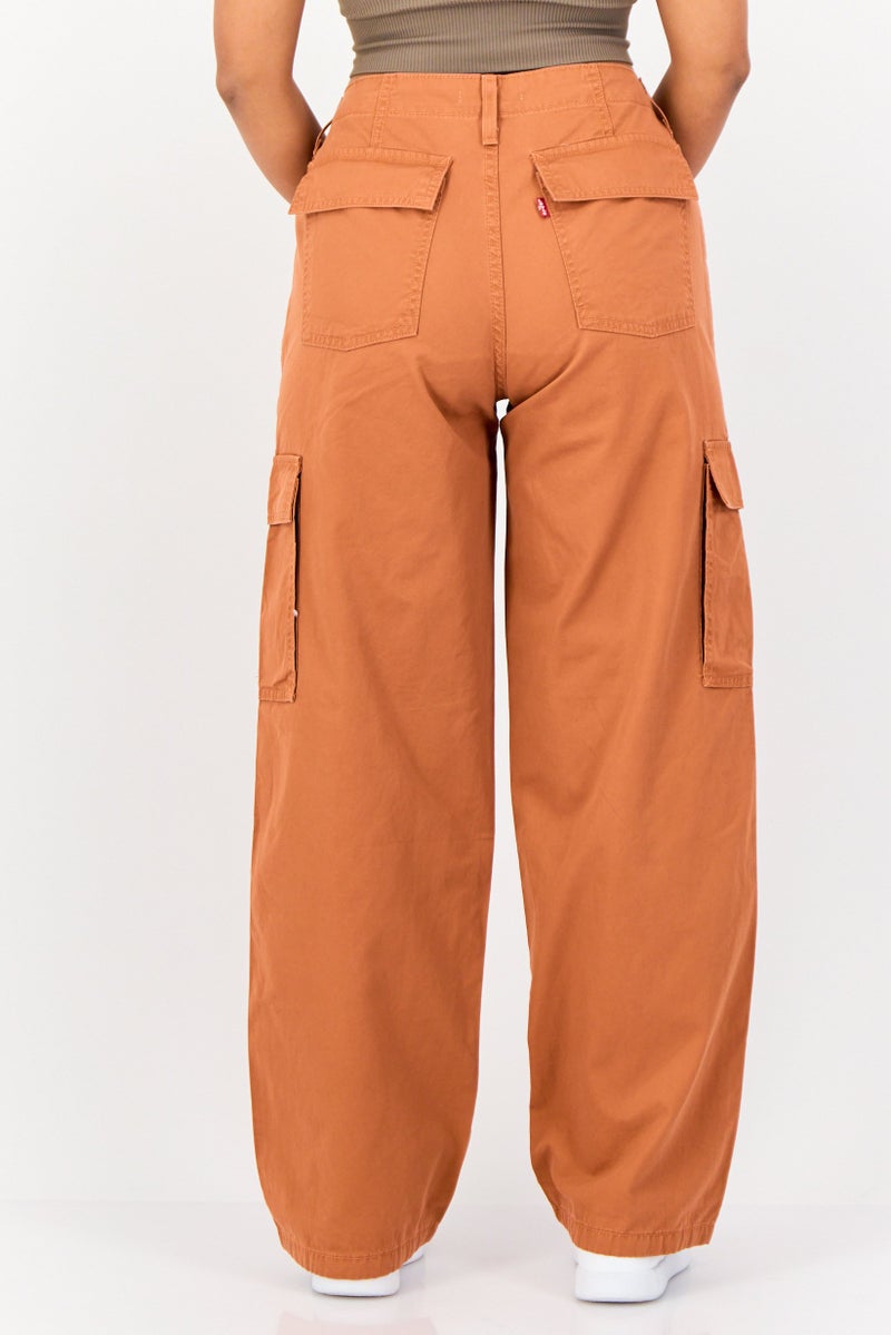 Levi's Women Baggy Fit Solid Cargo Pants, Rust  - Image 3