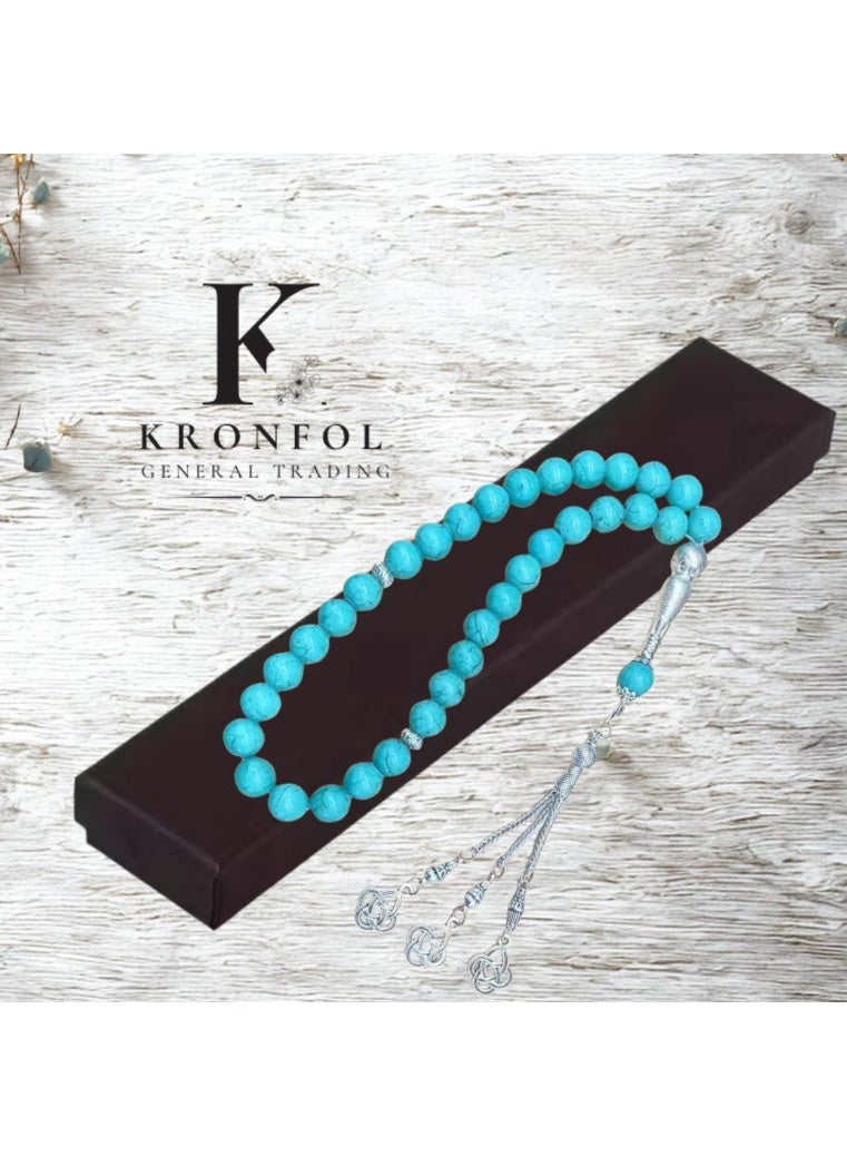 KRONFOL 33,Turquoise  Prayer Beads 10mm Style Tasbih Hand - Image 1