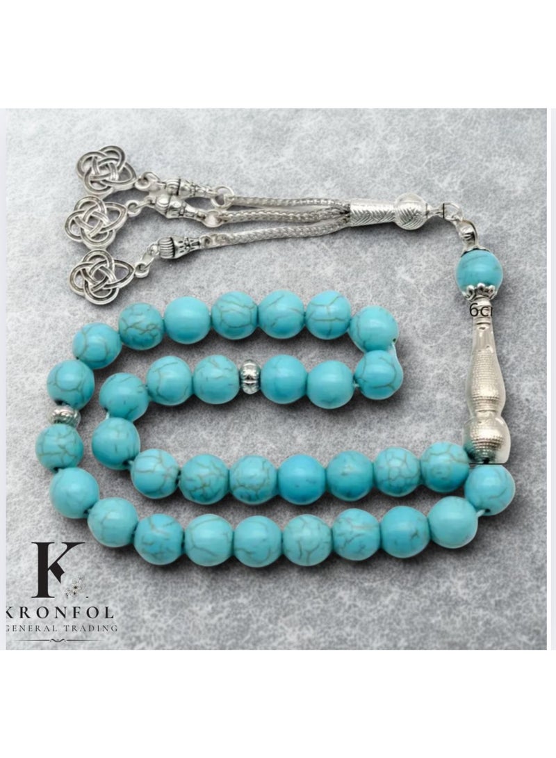 KRONFOL 33,Turquoise  Prayer Beads 10mm Style Tasbih Hand - Image 2