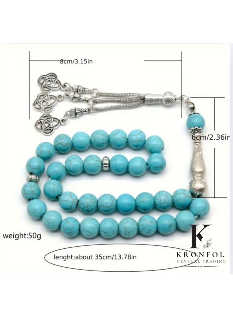 KRONFOL 33,Turquoise  Prayer Beads 10mm Style Tasbih Hand - Image 3