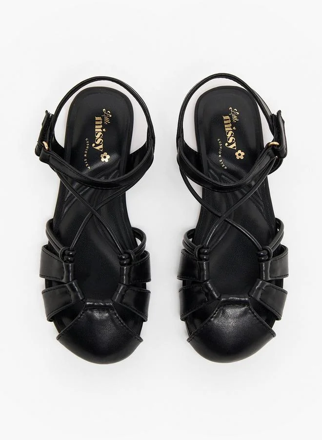ليتل ميسي Girls Strappy Hook & Loop Sandals