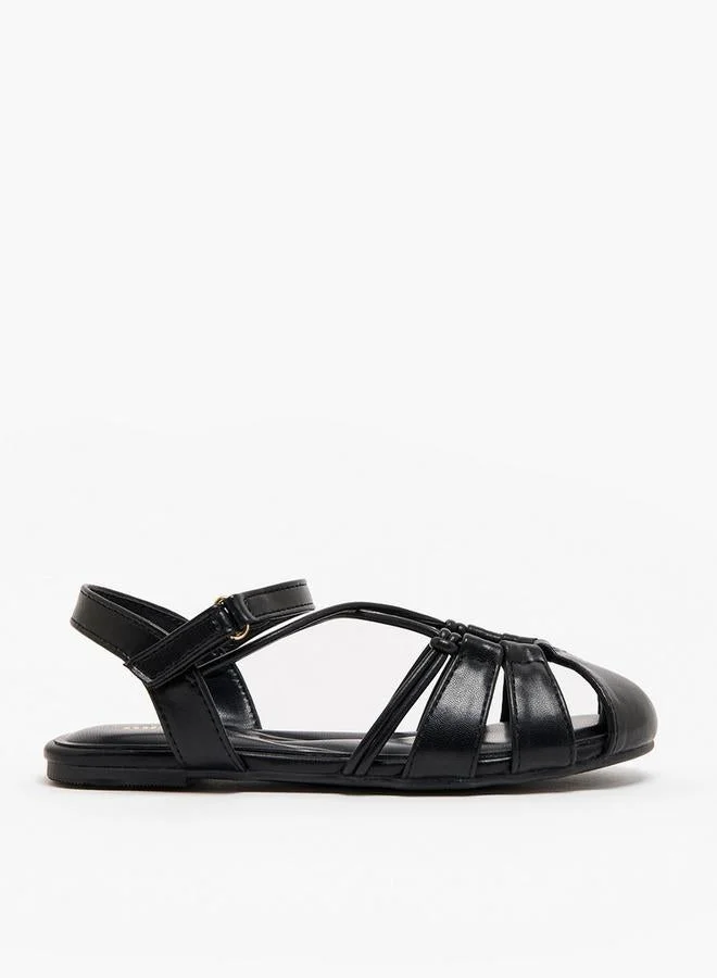 Little Missy Girls Strappy Hook & Loop Sandals
