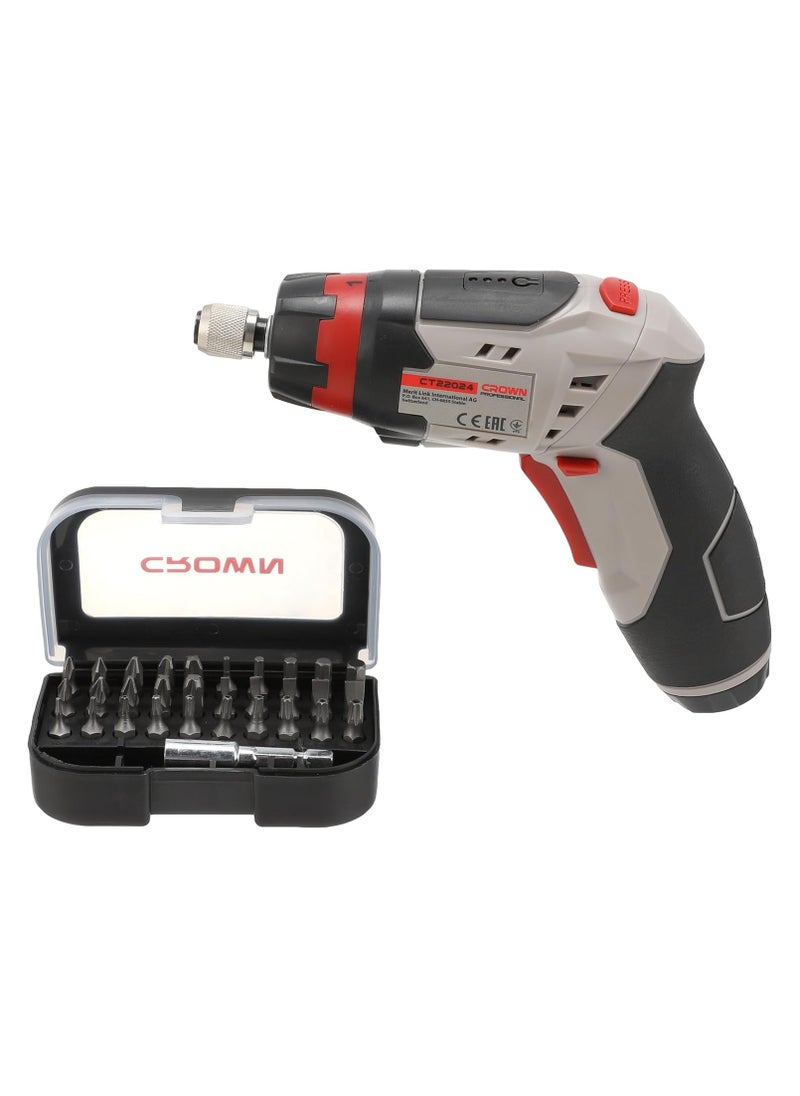 Crown - Cordless Electric Screwdriver Kit CT22024  Grey/Black/Red - Image 1