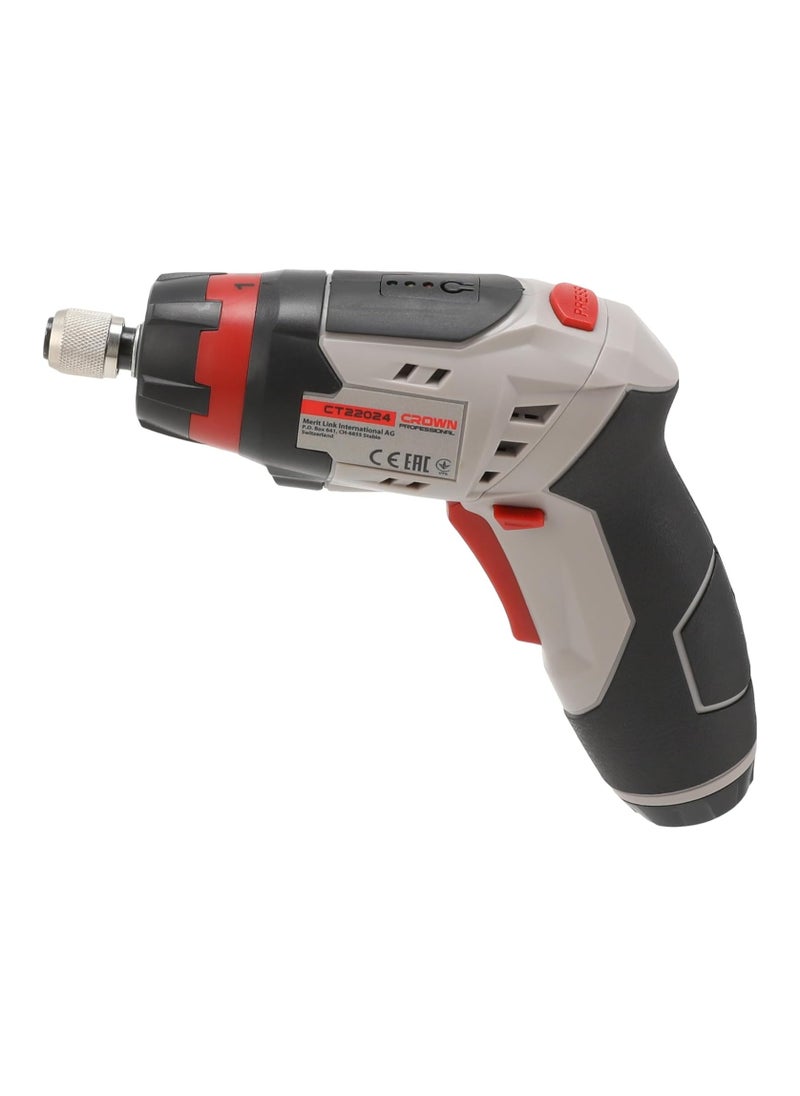 Crown - Cordless Electric Screwdriver Kit CT22024  Grey/Black/Red - Image 1