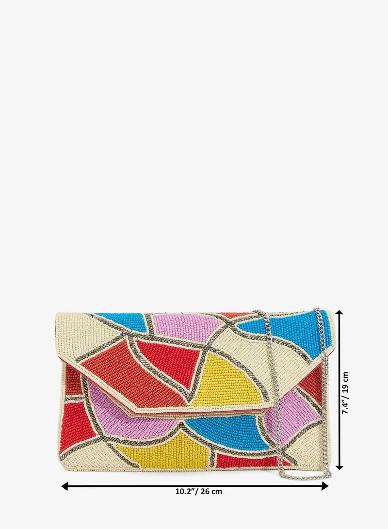Ginger Boutique  Embroidered Beaded Geometric Clutch for Women | Best Price UAE