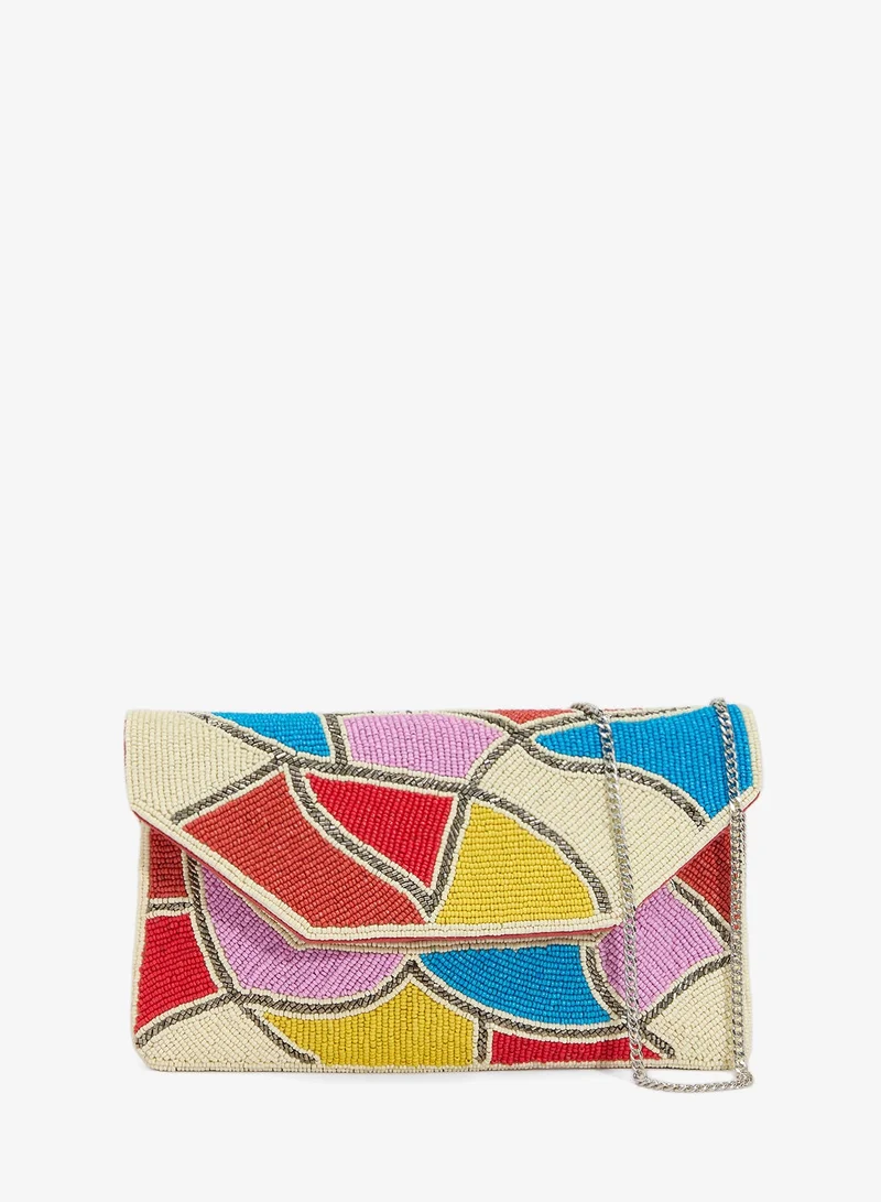 Ginger Boutique  Embroidered Beaded Geometric Clutch for Women | Best Price UAE