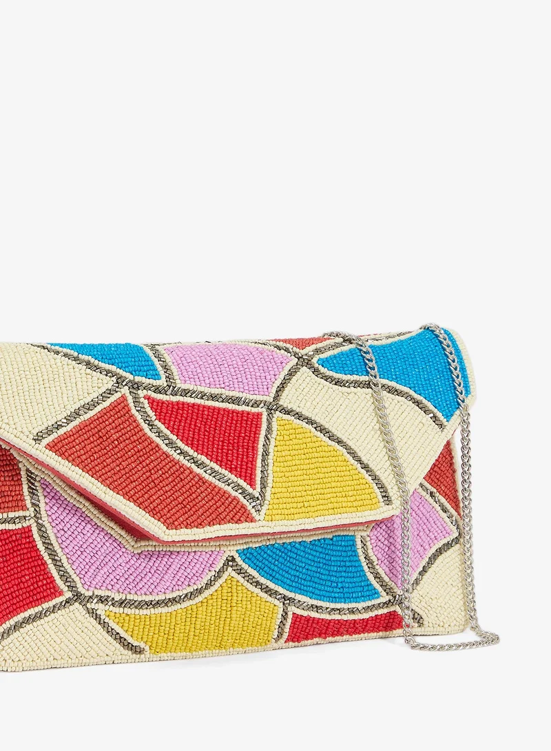 Ginger Boutique  Embroidered Beaded Geometric Clutch for Women | Best Price UAE