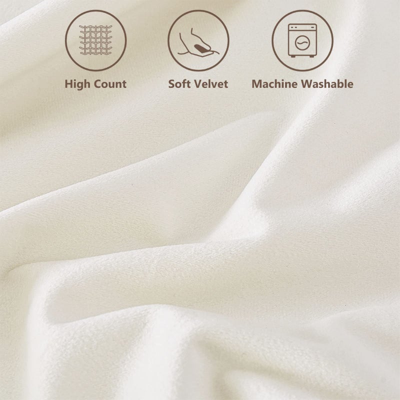 Top Finel Top Finel Cream Decorative Throw Pillow Covers 22 x 22 Inch Soft Solid Velvet Cushion Covers for Couch Sofa Bed 55 x 55 cm  Pack of 2  Off White - Image 3