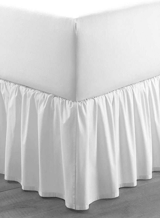 Sleepwell Ruffled Bed Skirt With Split Corners - 16 Inch Drop Poly Cotton/Microfiber Bedskirt With Platform Three Sided Coverage - King, White - Image 4