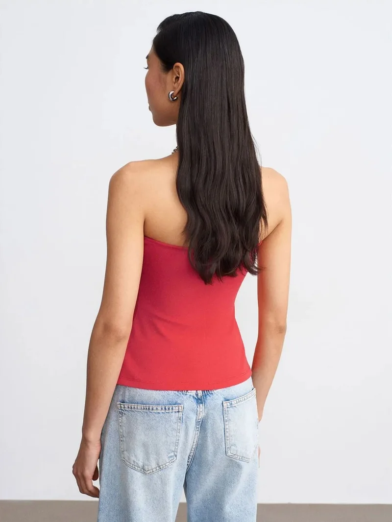 ديلفين DILVIN Strapless Slim-fit Bandeau Blouse