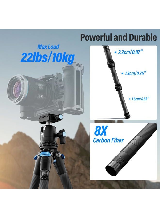SIRUI AM-223 Mini Tripod Portable Compact Carbon Fiber Travel tripod Desktop Tripod with 360 Degree B-00K Ball Head and Arca Swiss Quick Release Plate, Loads up 15KG - Image 4