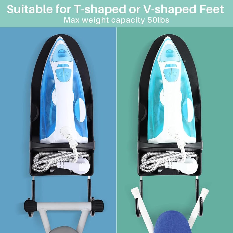 DOUBLE 2 C Ironing Board Hanger Wall Mount, Iron Hanger with Ironing Board Rack, Heat Resistant Iron Holder Wall Mount for Max 5 Inch Width (Black) - Image 4