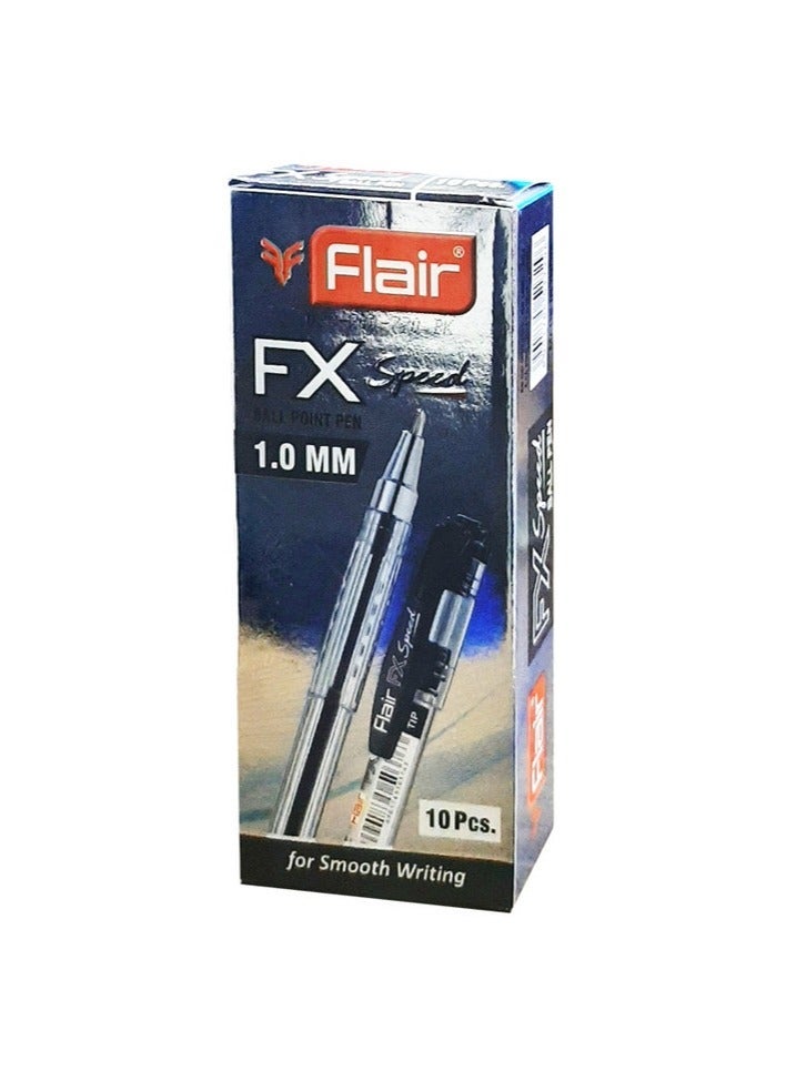 Flair قلم حبر جاف سرعة FX 1.0 مم مجموعة من 10 قطع، أسود - Image 1