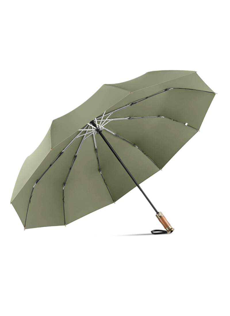 Rain Cats Large 45/50 Inch Umbrellas for rain Strong10 Ribs Fiberglass Umbrella Windproof Wabig Compact Automatic portable Folding Travel Thick Fabric Wood handle (A-Olive, 45 inches in diameter) - Image 3