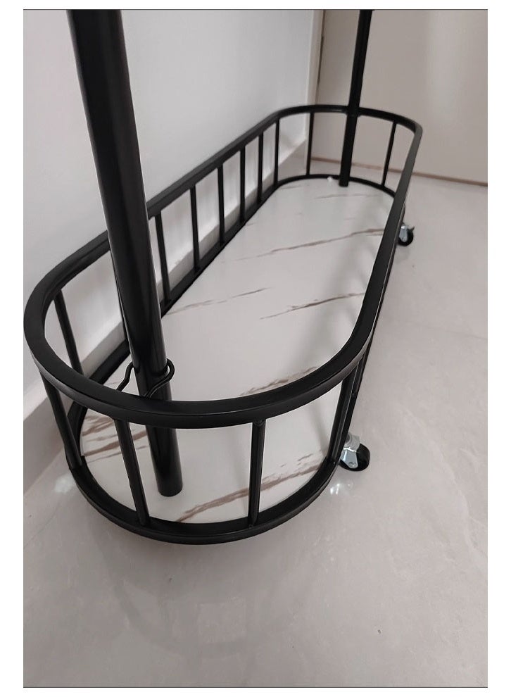 NKX Thickened Large Coat Rack, Obsidian Black, 100cm [Rotating Mirror, 4-Hook Storage Basket, Universal Wheels] - Image 4