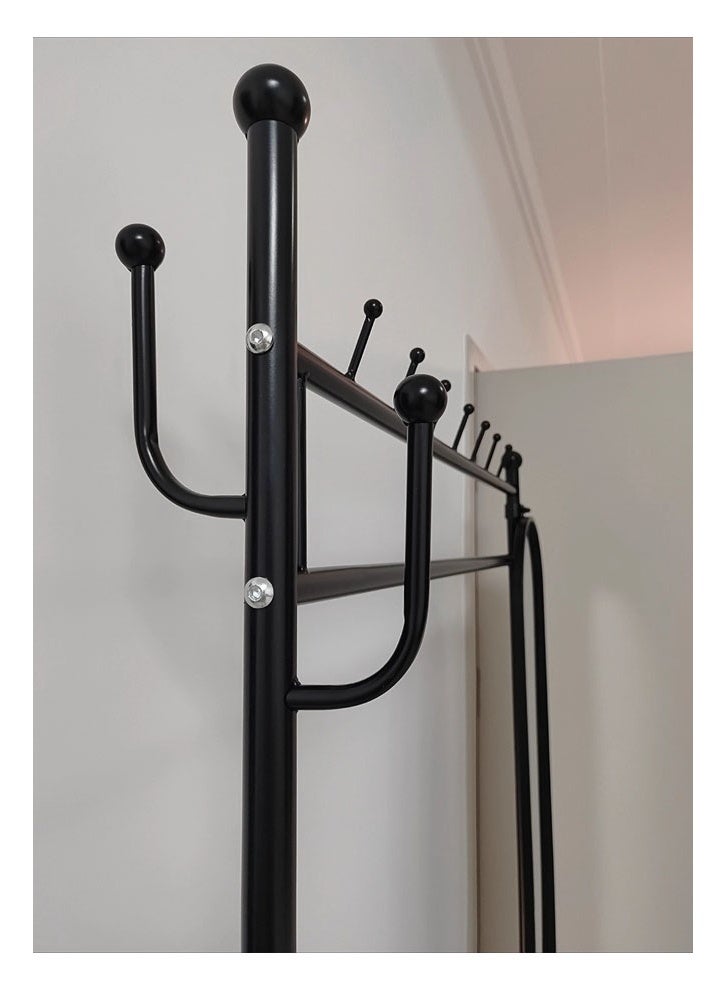 NKX Thickened Large Coat Rack, Obsidian Black, 100cm [Rotating Mirror, 4-Hook Storage Basket, Universal Wheels] - Image 5