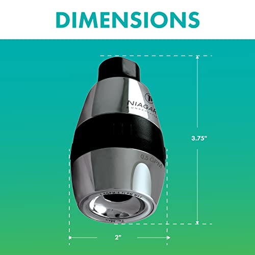 Niagara Conservation N2615CH Tri-Max 1-Spray with 0.5-1.5 GPM 2-in. Wall Mount Adjustable Fixed Shower Head in Chrome, 1-Pack | Bathroom Shower Head Sprayer with Pressure Compensation - Image 5