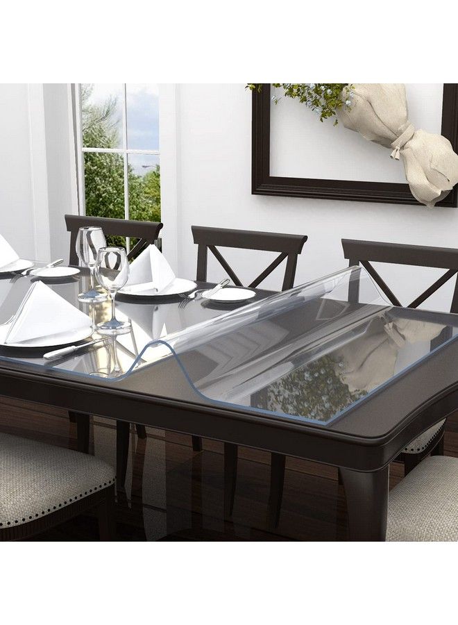 ETECHMART 42 X 66 Inch Clear Table Cover Protector 1.5Mm Thick Custom Pvc Table Cover Tablecloth Plastic Desk Pad Mat Waterproof Vinyl Table Top Protector For Kitchen Coffee Table Writing Desk  - Image 3