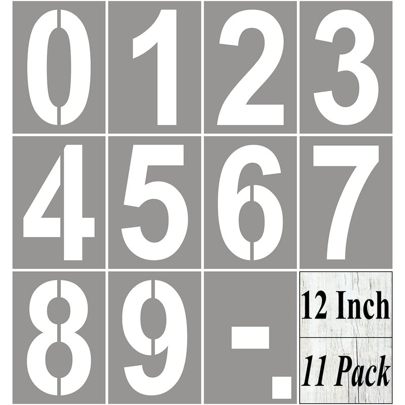 REOLAN 12 Inch Large Number Stencils for Painting 11 Pack Number Stencil Templates for Curb Address Cakes Cookies Mailboxes and Crafts Reusable House Numbers Stencils for Wood Signs Cement Wall Art - Image 2